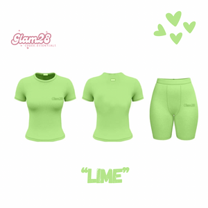 Ribbed Short Sleeve/Shorts Set-“LIME”