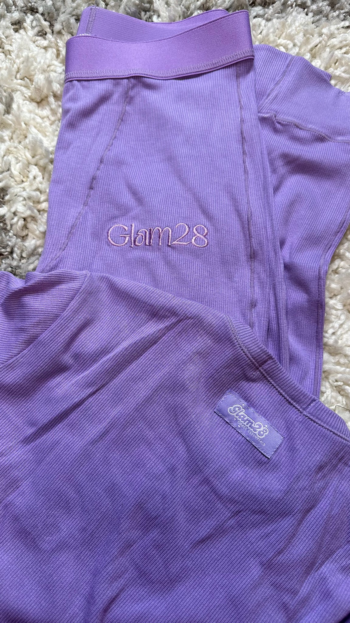 Ribbed Short Sleeve/Leggings Set ” Lavender “