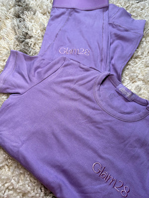 Ribbed Short Sleeve/Leggings Set ” Lavender “